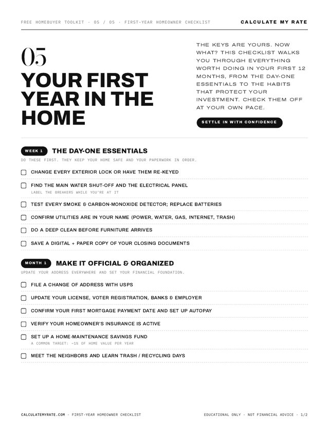 First-Year Checklist cover
